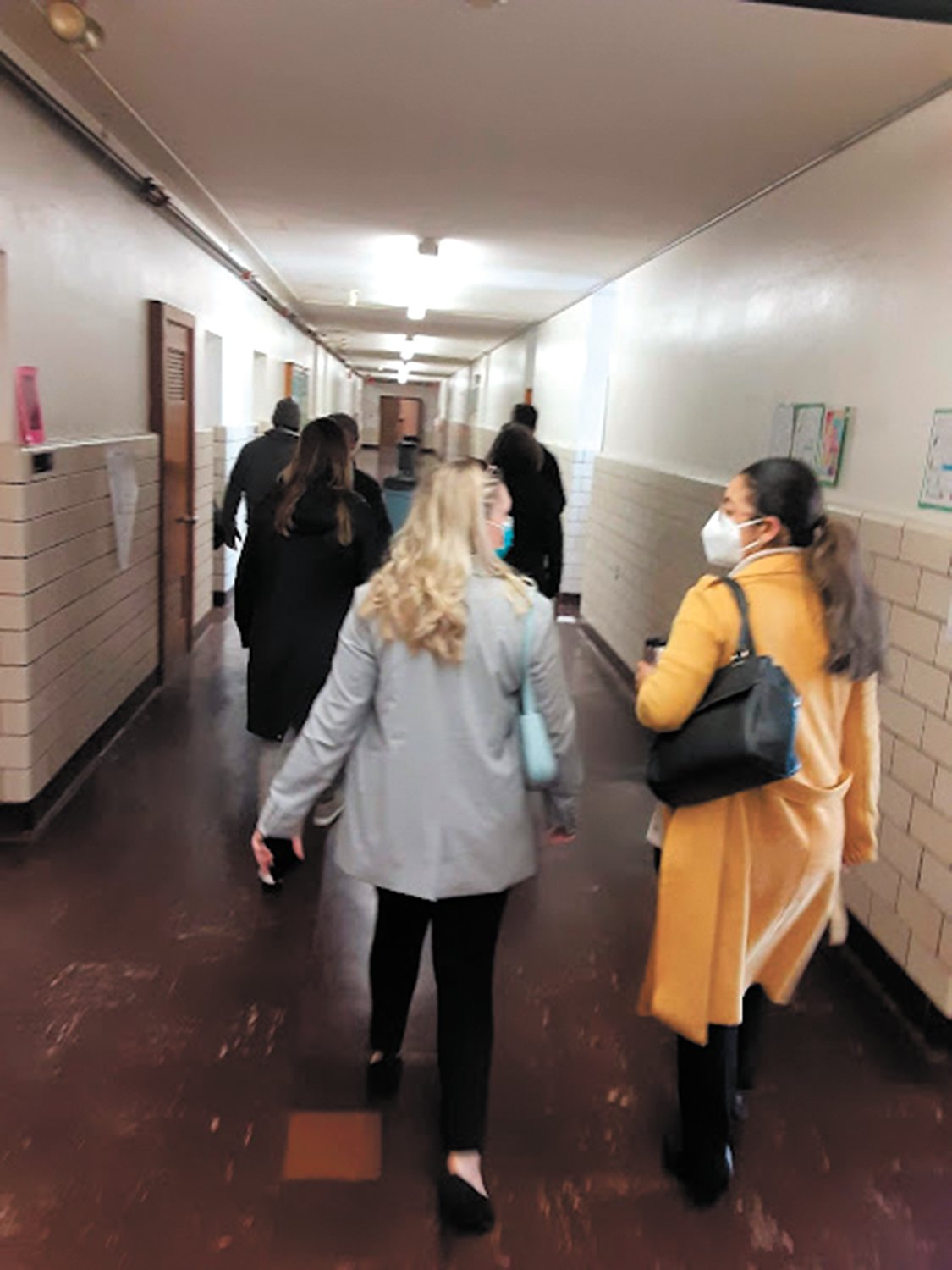 LONG HALLWAYS: The tour of Gladstone School emphasized the traditional method of design which included small classrooms with minimal availability of plugs for technology, and long, empty hallways that have no educational use.